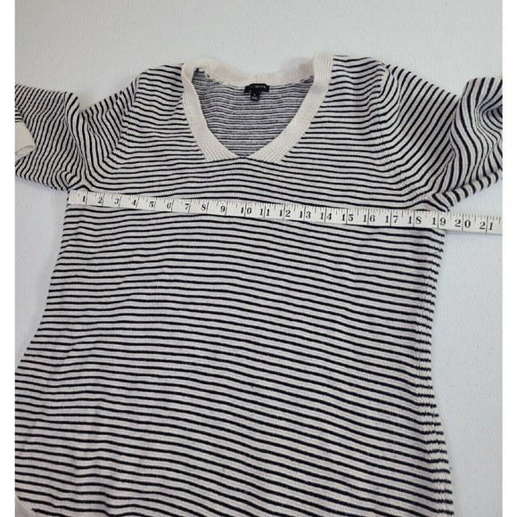 Talbots Black Striped V-Neck Knit Long Sleeve Pullover Sweater Womens Size Large - Picture 4 of 12
